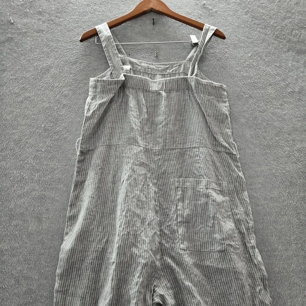 Everlane‎ Women Overall 6 Gray Linen Striped Jumpsuit Coastal Beach 24